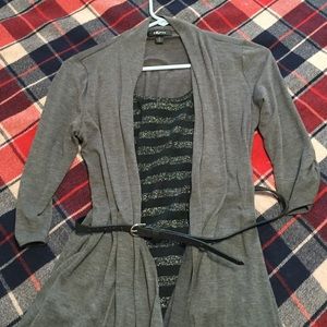Gray cardigan with built-in tank
