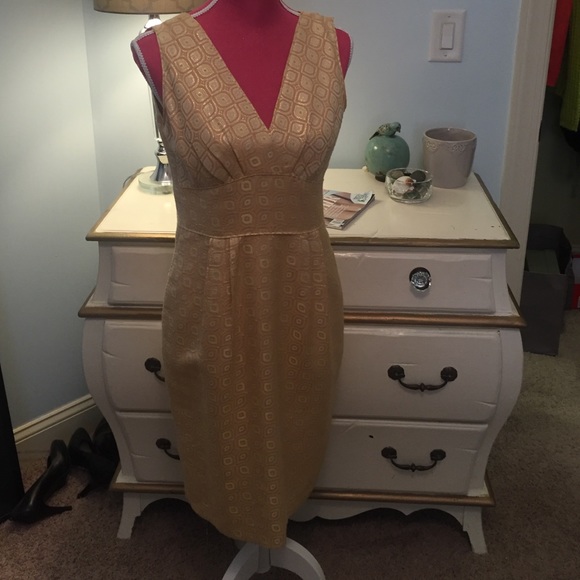 JCrew Cocktail Dress in yellow and silver metallic