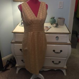JCrew Cocktail Dress in yellow and silver metallic