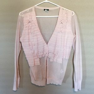 Sheer pink ruffle cardigan