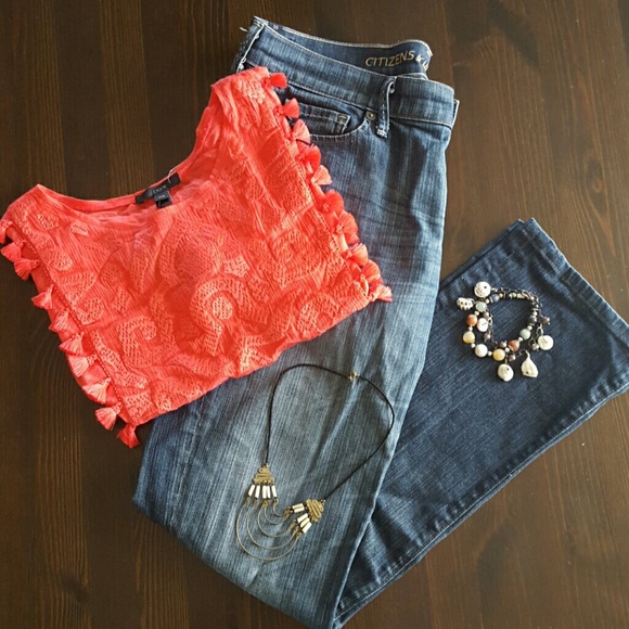 Flamingo Pink/Tangerine J. Crew Luxury Tee