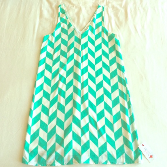 Green and off white patterned sundress