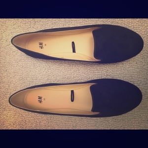 HM black suede loafers