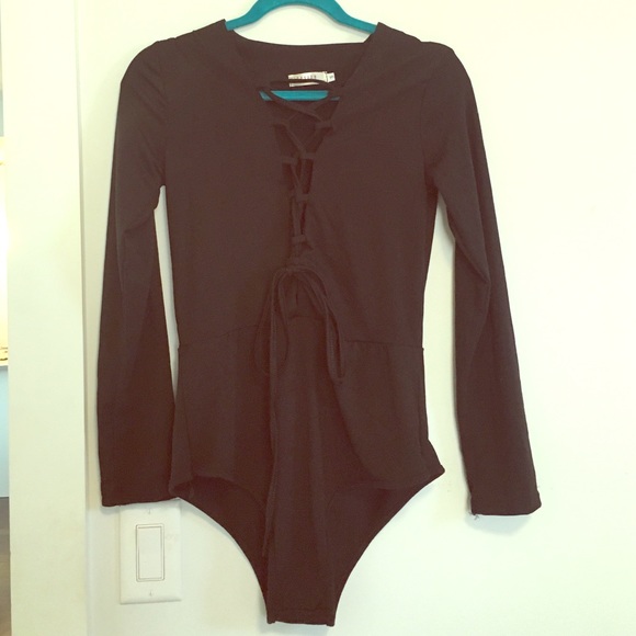 Tie up/ lace up sexy bodysuit black small/medium
