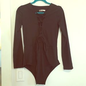 Tie up/ lace up sexy bodysuit black small/medium