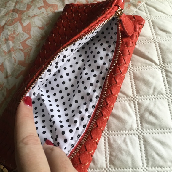 Leather NWT Adelade Woven fold over clutch. - Picture 2 of 4