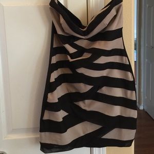 Strapless black and nude dress