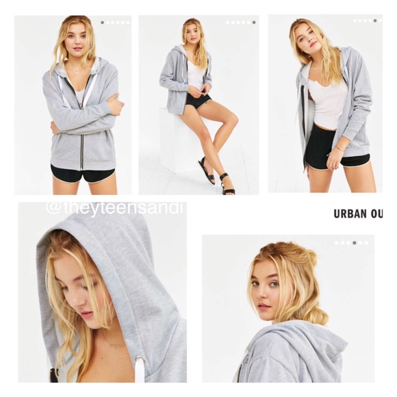 UNIF Gray Zip-Up Oversized Hoodie Sweatshirt - Picture 4 of 4