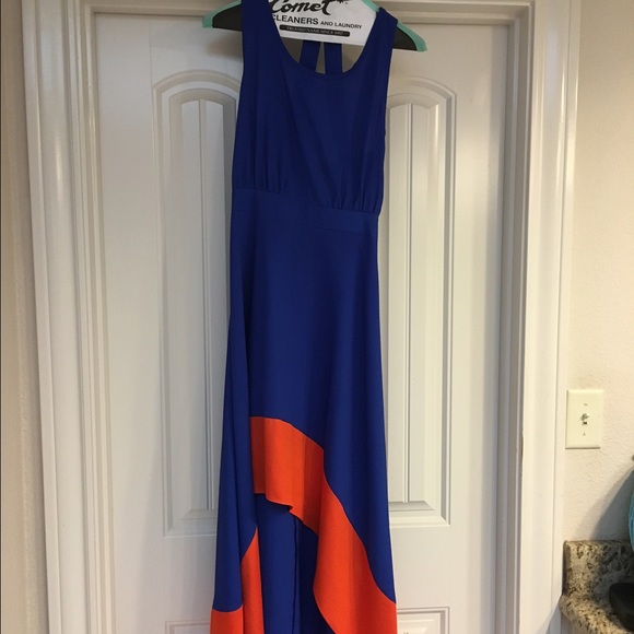 Wish Blue and coral hi-low dress size small
