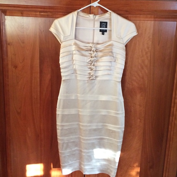 JAX: Satin Capsleeve Tucked Front Dress - Picture 1 of 3