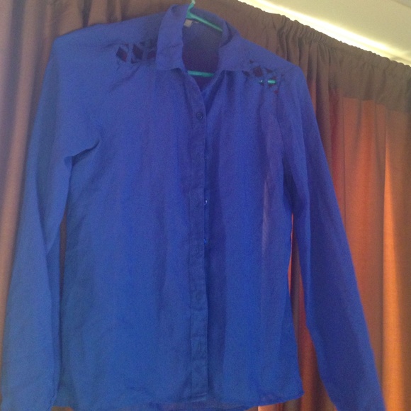 Royal blue sheer blouse