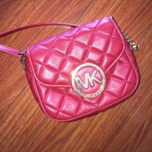 Red Michael Kors Quilted Leather Cross Body Bag