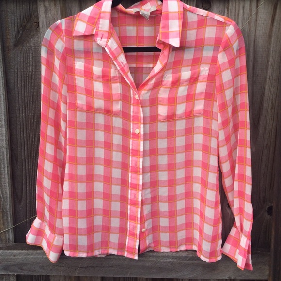 Sheer gingham blouse