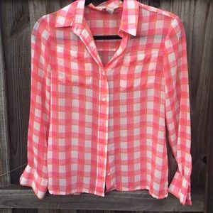 Sheer gingham blouse