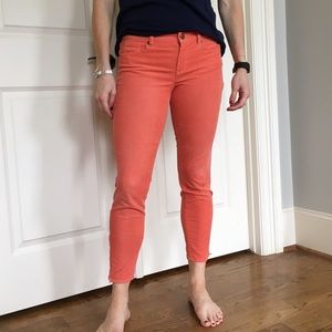 J crew toothpick skinny stretch cord in salmon