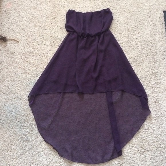 Hi-Lo purple, strapless dress