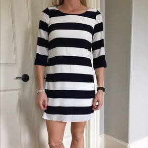 Navy and white stripe dress
