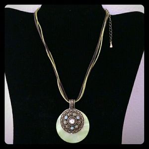 Lia Sophia Green Disk Necklace