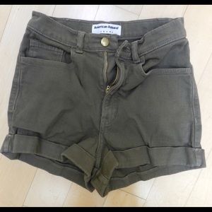 Green high waisted shorts