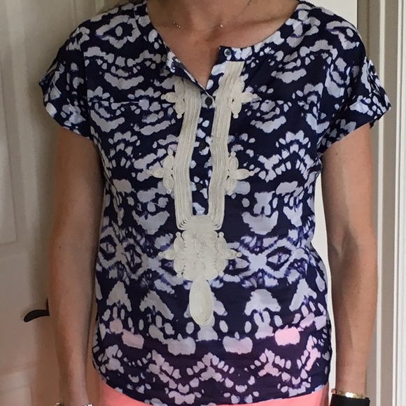 Navy ikat top