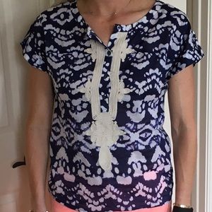 Navy ikat top