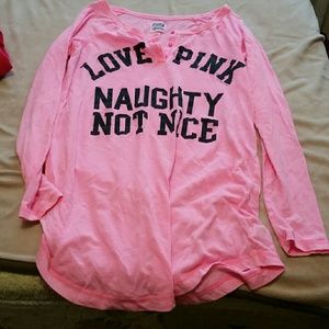 VS PINK neon pink holiday sleep shirt
