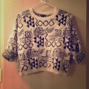 Fuzzy cropped sweater. NWOT