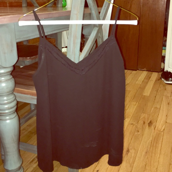 Vneck black tank top with lace detail