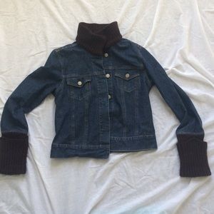 Jean jacket with brown accents