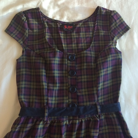 Purple plaid a-line dress - Picture 2 of 2