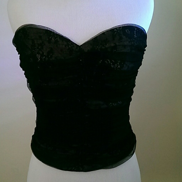 BCBG black/nude lace corset with mesh overlay XS