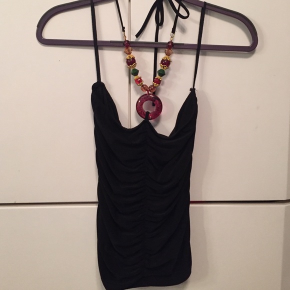 Ruched tight fit statement halter top