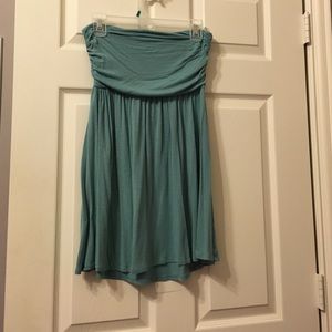 teal strapless top
