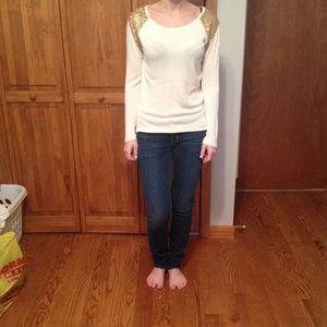 Gold Sequin Shoulder Sweater