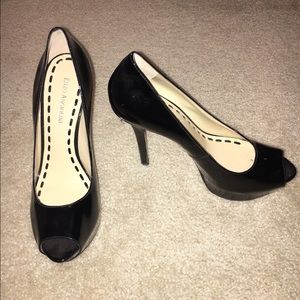Enzo Angioloini Shiny Peep-Toe Heels