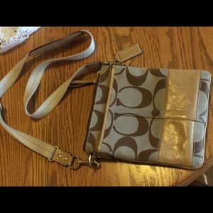 Authentic Coach Crossbody Purse- light brown/khaki