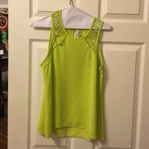 lime green high neck blouse