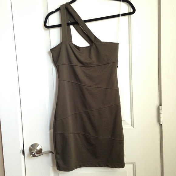 Olive One Shoulder Dress - Picture 1 of 2