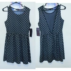Black && white polka-dot skater dress Size XL..