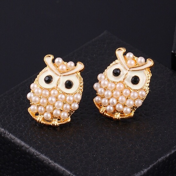 Jewelry - NEW Owl Earrings - Pearly White