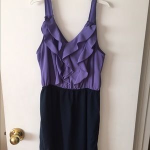 Color block ruffle front dress