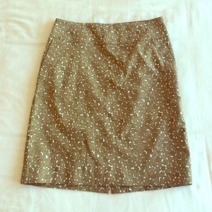 Olive and cream patterned pencil skirt