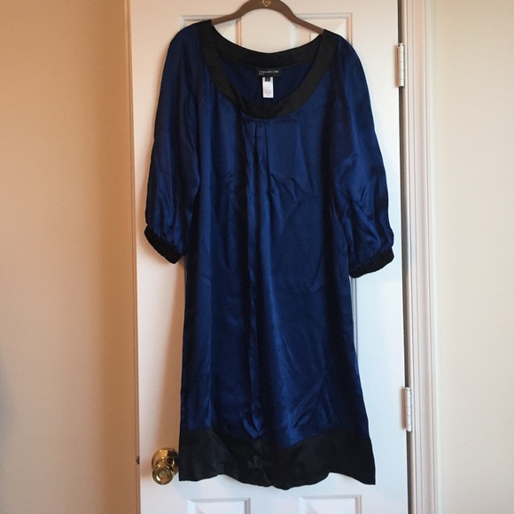 Blue and black silk dress