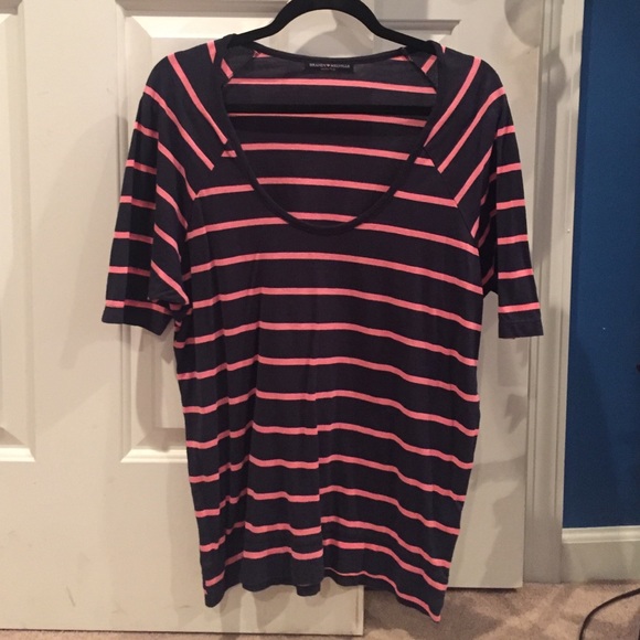 Brandy Melville Scoop Neck Striped Tee
