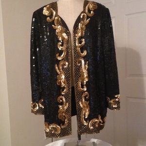 Midnight Run Plus black sequence silk jacket