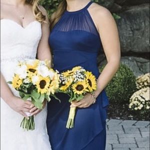 David's Bridal Marine (blue) short mesh dress