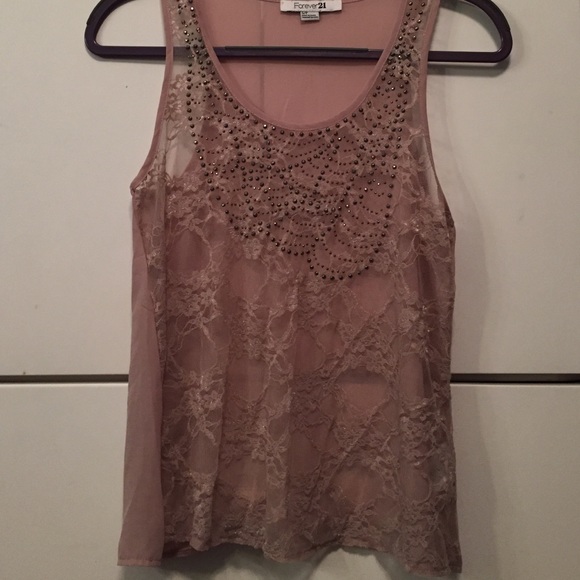 Lace and chiffon tank top