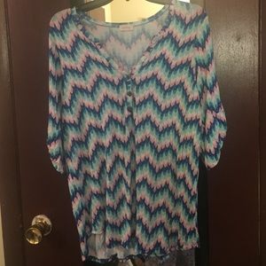 Chevron print 3/4 sleeve blouse
