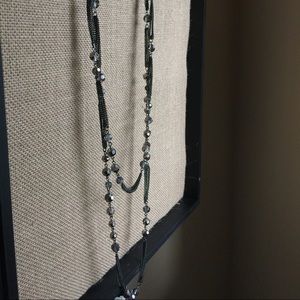 Express Gunmetal Long Layered Bead Necklace