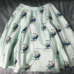 Alice + Olivia Earla Bird-Print Flare Skirt